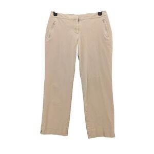 Talbots Pants Women 12P Tan Curvy Fit Straight Leg Zip Pocket Khaki Chino